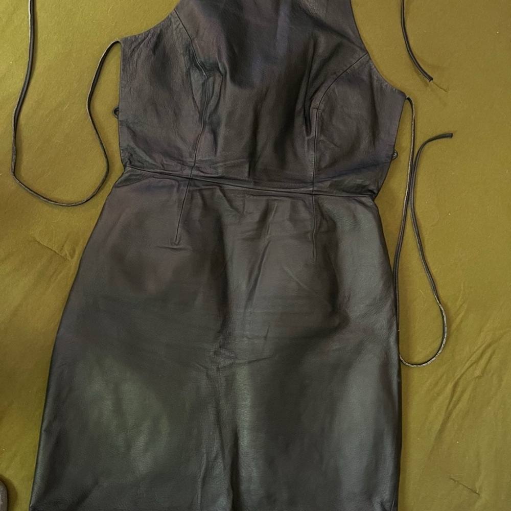 Leather Dress Halter Front Criss Cross Back - Internal Spanks Size 6/8